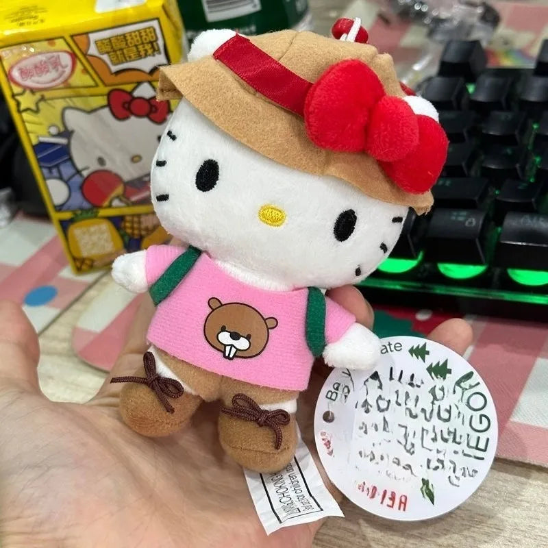 Cartoon sanrio hello kitty plush keychain hiking Outdoor backpack Series kitty doll Bag Accessories Car Key Pendant girl Gift