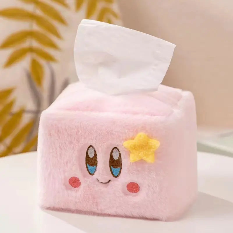 Newest Cartoon Plush Tissue Box Girls' Heart Pink Kirby Dolls Paper Towel Set Decoration Room Friends Accessories Holiday Gifts