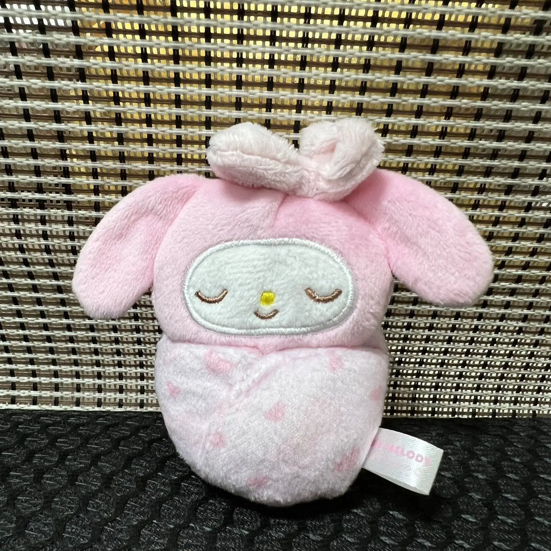 Sanrio Kawaii My Melody Cinnamoroll Japanese Cartoon Hangyodon Baby Sleeping Bag Fish Plush Toys Backpack Pendant Keychain Gift