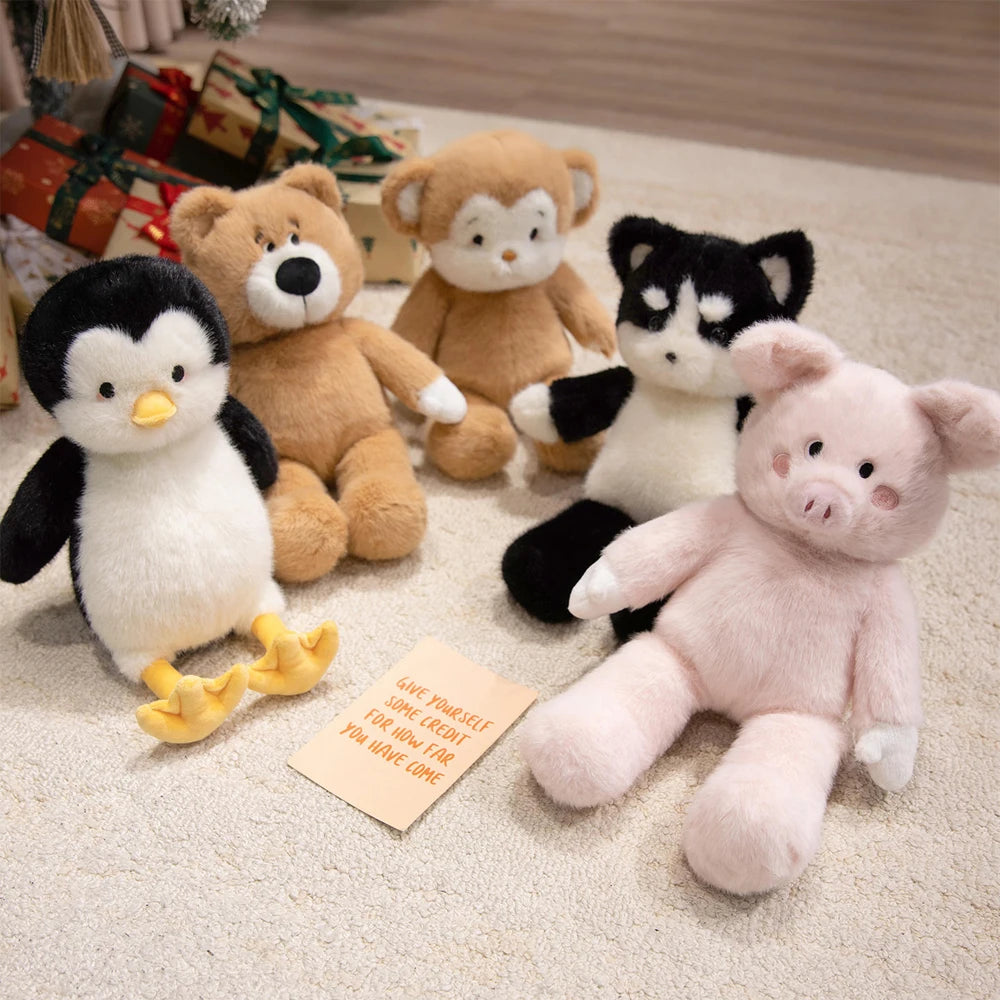 Fluffy Husky Plush Toy Golden Monkey Stuffed Wild Animal Pink Pig Soft Dolls Kawaii Penguin Plushie Bear Brown Teddy Bear Gifts