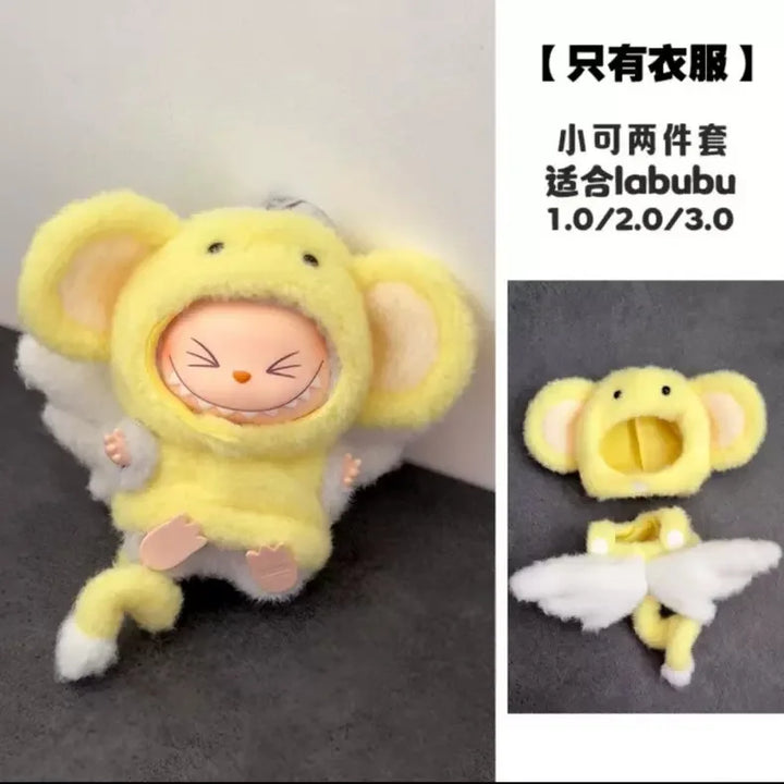 for Labubu 1-3 Gen 17cm Doll Outfits Milk Carton Onigiri Corn Chips & Ramen Bucket Set Bento Bag and Animal-Shaped Clothes