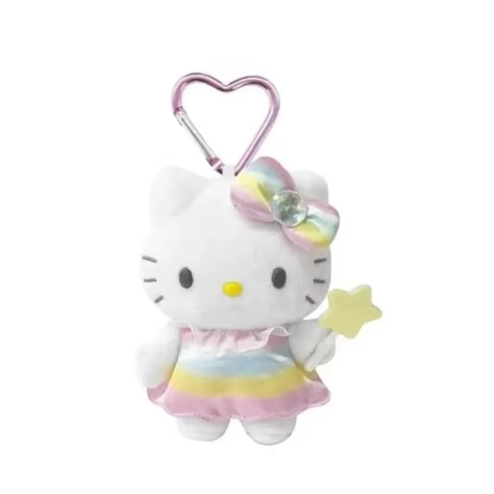 Kawaii Sanrio Hello Kitty Unicorn Black Skin Mermaid Telescopic Plush Keychain Backpack Pendant Decoration Girl Birthday Gift