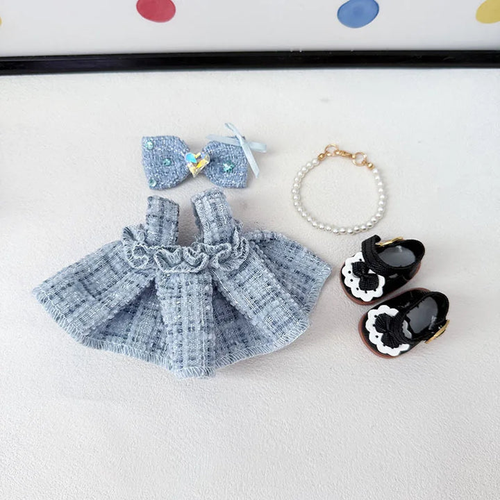 1st 2nd 3rd Gen Keychain Labubu Outfit Pendant Chic Lady Style Fragrant Wind Skirt Set for Labubu Doll and All 15/17cm Doll