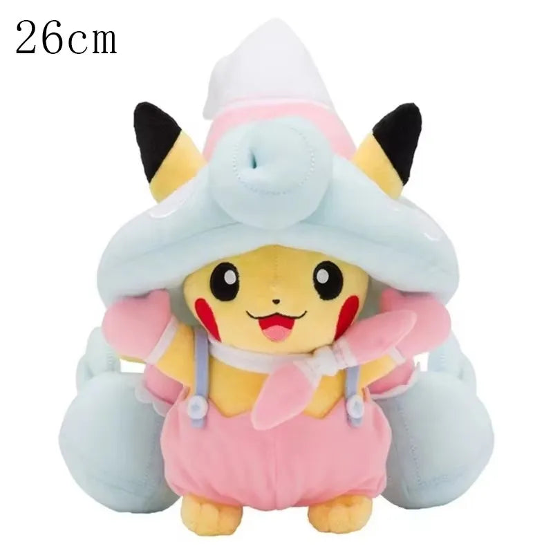 Cos Eevee Pikachu Cosplay Plush Toys Pikachu Peluche Mimikyu Lucario Charizard Garchomp Stuffed Animal Doll Collectible Gift
