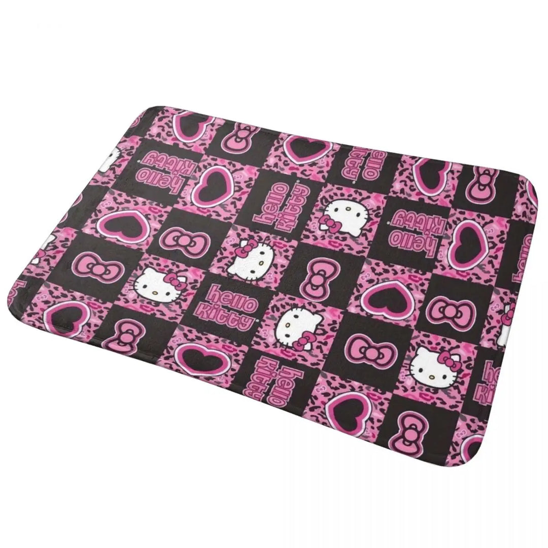 Hello Kitty Punk Music Memory Foam Bath Mat Rug Non-Slip Quick Dry Bathroom Floor Rugs Carpet For Bath Entrance Door Doormat