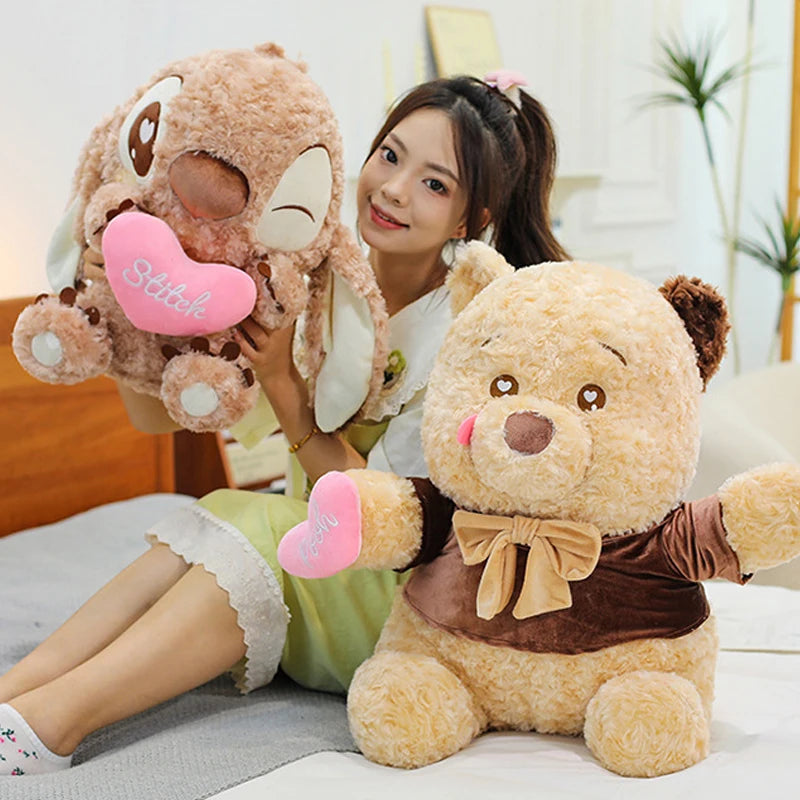 Disney 30/60cm Winnie The Pooh Plush Toys Kawaii Cartoon Plushie Dolls Pillows Lilo and Stitch Plush Kids Birthday Xmas Gifts