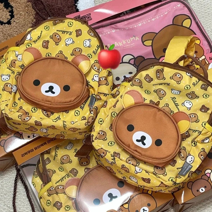 Kawaii Cute Bear Rilakkumas Backpack Large Capacity Anime Cartoon Backpack Stylish Student School Bag Shoulder Bags Schoolbag