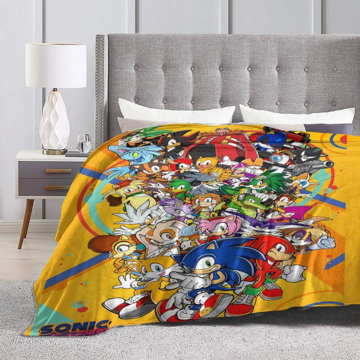 S-Sonic Game Friends Blanket Travel Office Flannel Throw Blanket For Home Decor Soft Warm Customized Quality Bedspread Gift