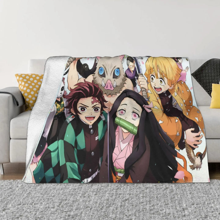 Demon Slayer Japanese Anime Blankets Coral Fleece Plush All Season Portable Soft Throw Blanket for Home Travel Bedding Throws