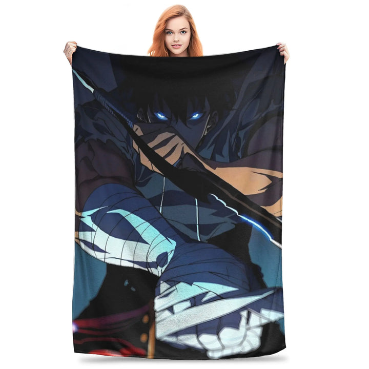 Solo S-ung Jin-woo Leveling Flannel Blankets Anime Funny Throw Blankets for Home 125*100cm Bedspread