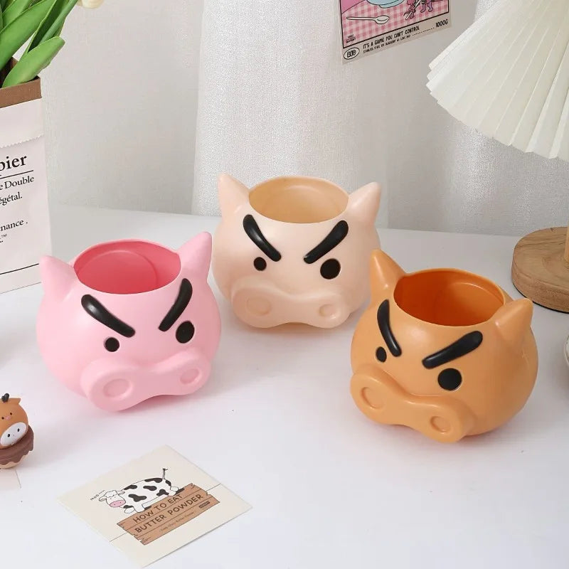 Cartoon Action Masked Pencil Holder Cute Stationery Makeup Brush Storage Box Creative Desktop Ornament Student Holiday Gift