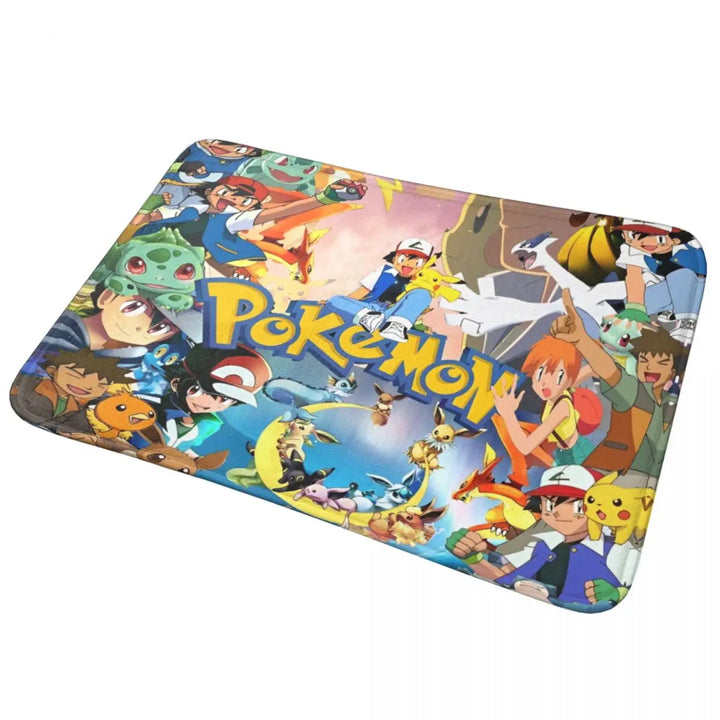 Cartoon Pikachu Anime Bathroom Rugs Mat Super Soft Pokemon Bath Rugs Mats Carpet Non-Slip for Entrance Door Doormat