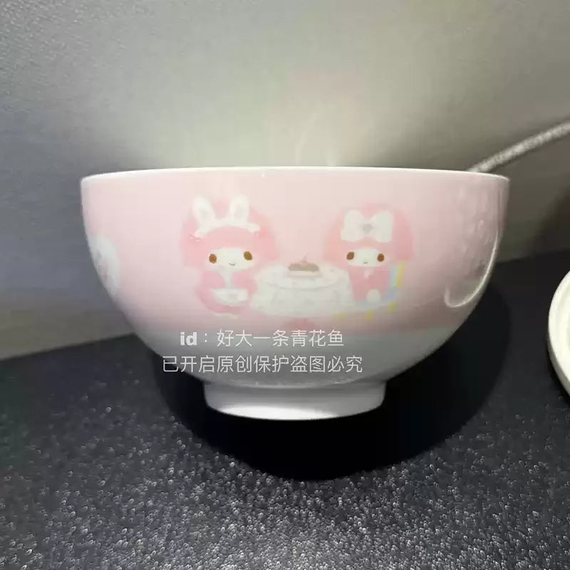 Kawaii Sugarbunnies My Melody Hellokitty Ceramic Ramen Bowl Tableware Salad Bowl Rice Bowl Large Capacity Household Soup Bowl