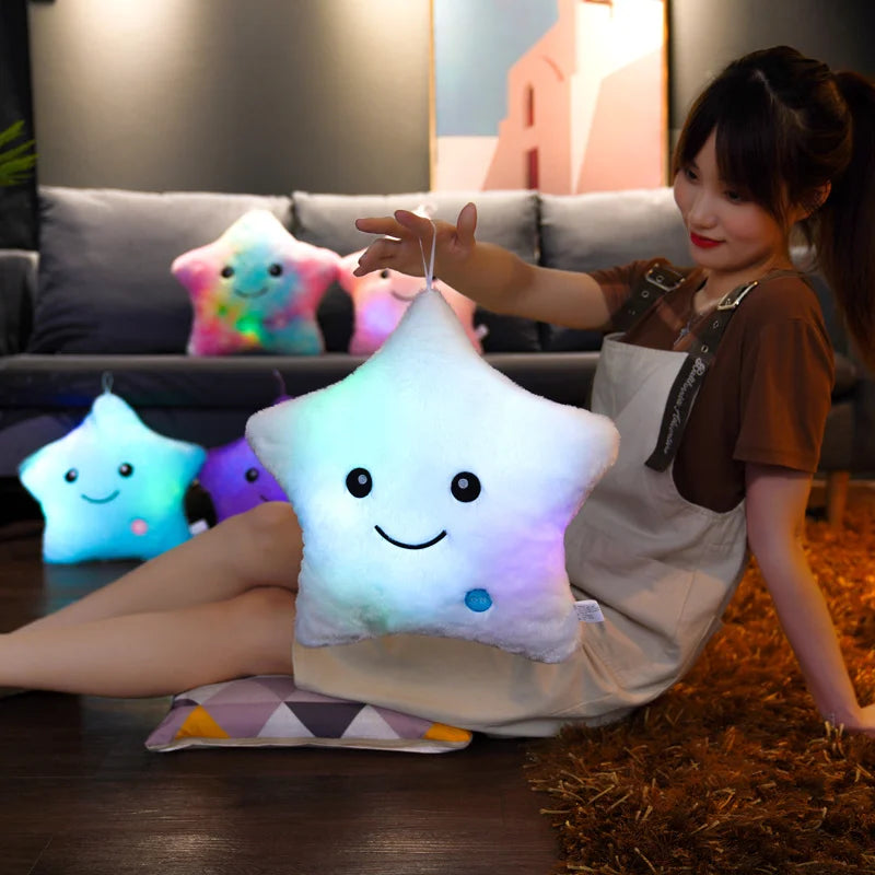 Cute Led Light Star Pillow Stuffed Soft Star Luminous Throw Pillow Cushion With Colorful Light Child Girls Christmas Gift