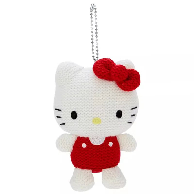 Kawaii Sanrio Kuromi My Melody Plush Toys Cartoon Retro Knitted Hello Kitty Keychain Backpack Pendant Accessories Christmas Gift