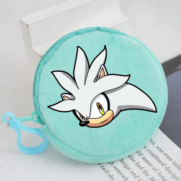 Sonics Plush Coin Zipper Purses Cute Anime Cartoon Printed Storage Bags Round Mini Wallet Anime Keychain Pouch Kid Birthday Gift