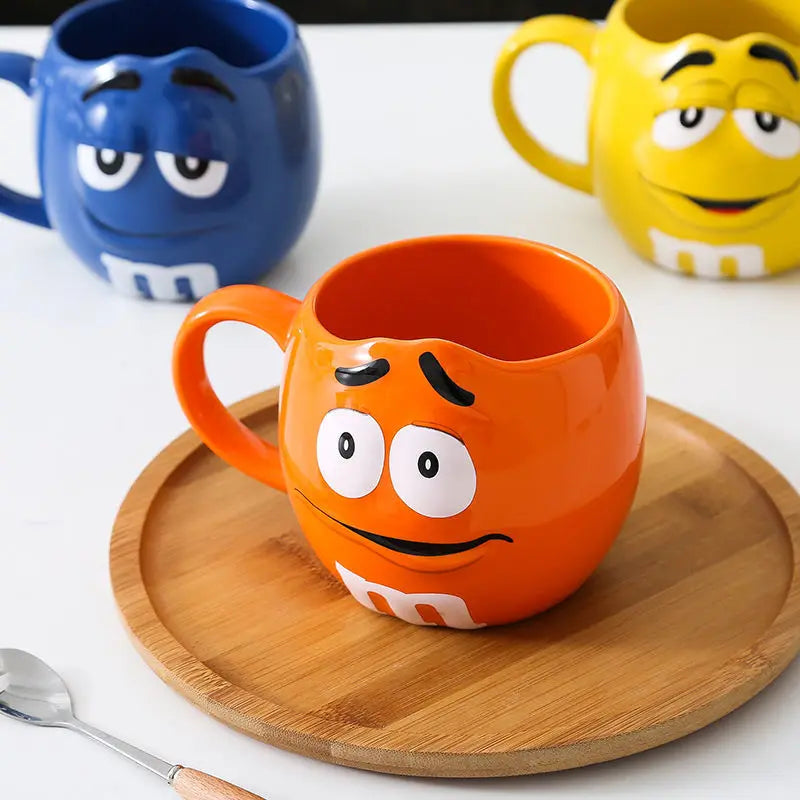 New Hot Chocolate M Beans Ceramics 680ml Mark Water Cup High-Capacity Family Set Table Supplies Funny Facial Expression Cup Gift