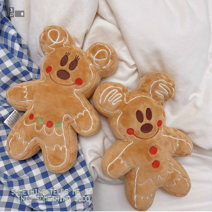 Gingerbread Man Mickey Minnie Plush Toy Bag Pendant Stuffed Anime Disney Biscuit Plushies Cuddly Cookie Doll Home Decor Kid Gift