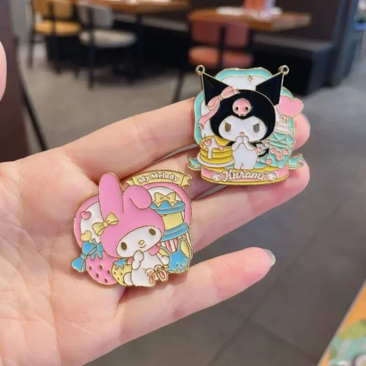 Kawaii Sanrio Hello Kitty Alloy Brooch Cinnamoroll Kuromi My Melody Pochacco Sweet Badge Clothing Bag Accessories