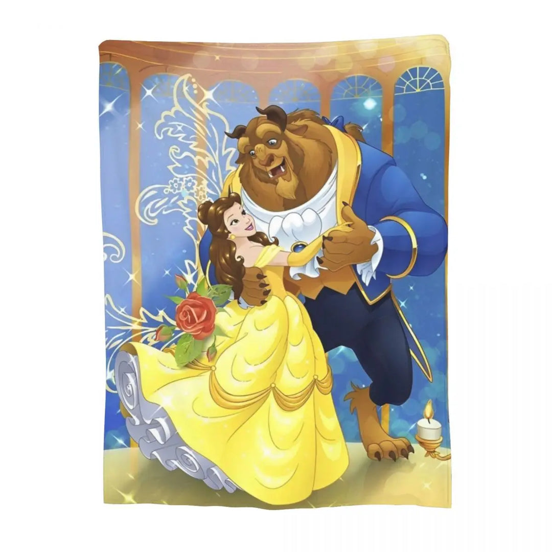 Beauty And The Beast Fleece Blankets Cartoon Romantic Fantasy Novelty Throw Blanket for Home 125*100cm Bedspread