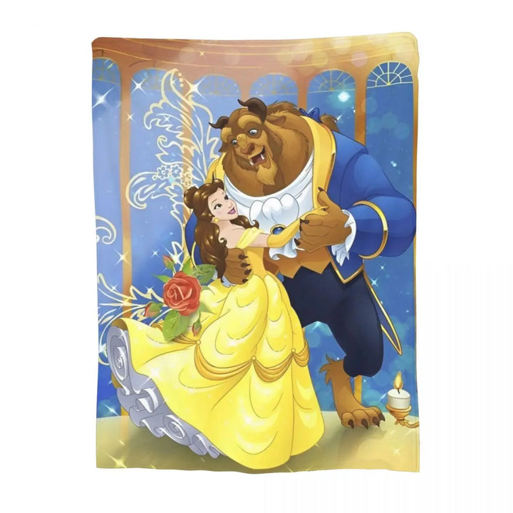Beauty And The Beast Fleece Blankets Cartoon Romantic Fantasy Novelty Throw Blanket for Home 125*100cm Bedspread