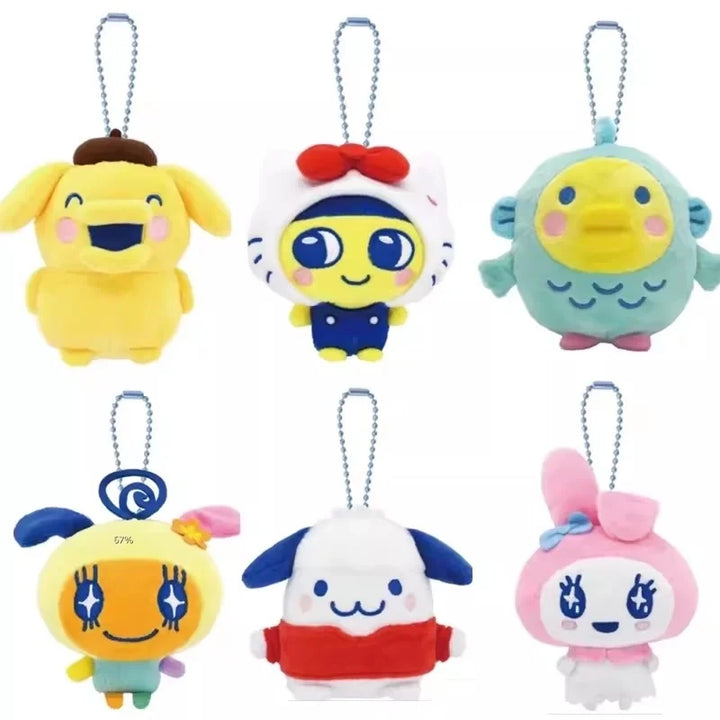 10cm NEW Tamagotchi Plush doll Keychain Kawaii Key Ring Sanrios Memetchi Melody Kuromi  Anime Mimitchi Bag Pendant Toys Gift