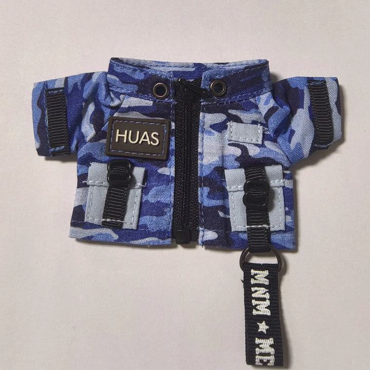 15/17cm Labubu Clothes Trendy Fisherman Hat Camouflage Suit Kawaii Mini V1 V2 V3 Labubu Clothing Plush Doll Accessories Gift