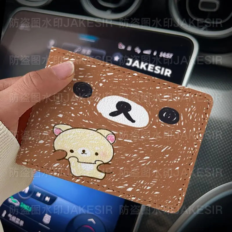 Kawaii Rilakkuma Driver'S License Protective Leather Cover Cartoon Cute Id Card Sleeve Anti Loss Wear-Resistant Girls Gifts