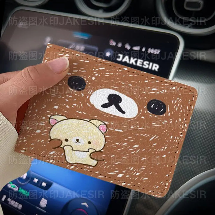 Kawaii Rilakkuma Driver'S License Protective Leather Cover Cartoon Cute Id Card Sleeve Anti Loss Wear-Resistant Girls Gifts