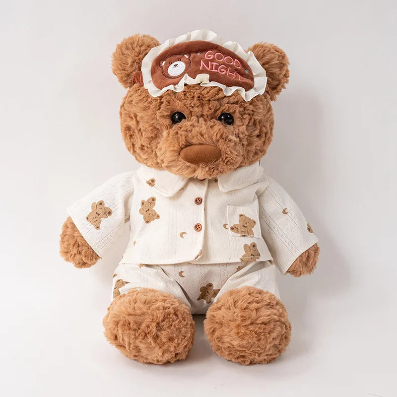 Ryan Pajama Bear Plush Doll High Quality Cute Teddy Bear Wear Eye Masks And Pajamas Stuffed Accompany Sleeping Gift Kid Gift ﻿