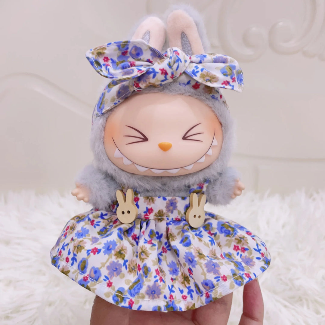 15/17cm Vinyl Plush Doll Clothes Labubu Pendant Lucky Purple Bow Dress Labubu V1/V2/V3 Clothes Accessories