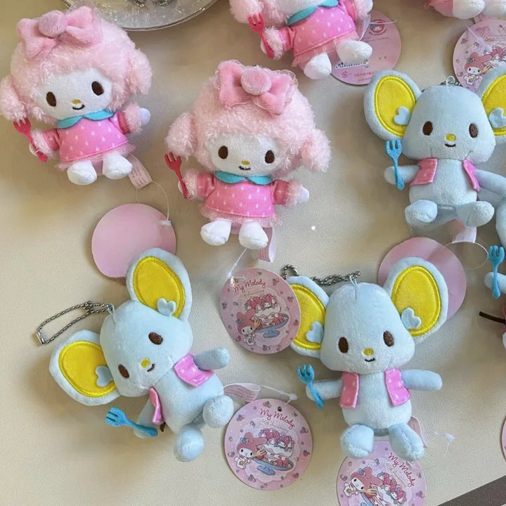 New My Melody closest Friend fork Flandre Mouse my sweet piano Plush Doll Keychain Bag Pendant  Bag Accessories Birthday Gift