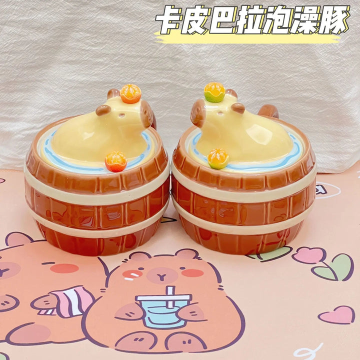 Kawaii Capybara Character Peripheral Ceramic Mug Cartoon Cute High-Capacity Milk Water Cup Festive Gifts Party Decorations Gift
