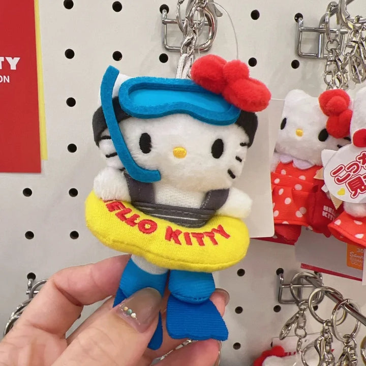 Sanrio Plush Keychain outdoor diving swimring series Cartoon Hello Kitty Plushies Toys Pendant Cute kuromi Doll  Holiday  gift