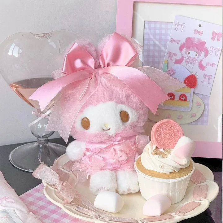 Kawaii Cartoon My Melody Plush doll 50Th Anniversary bowknot Melody Plush Keychain Bag Accessory Toys Collectible Birthday Gift