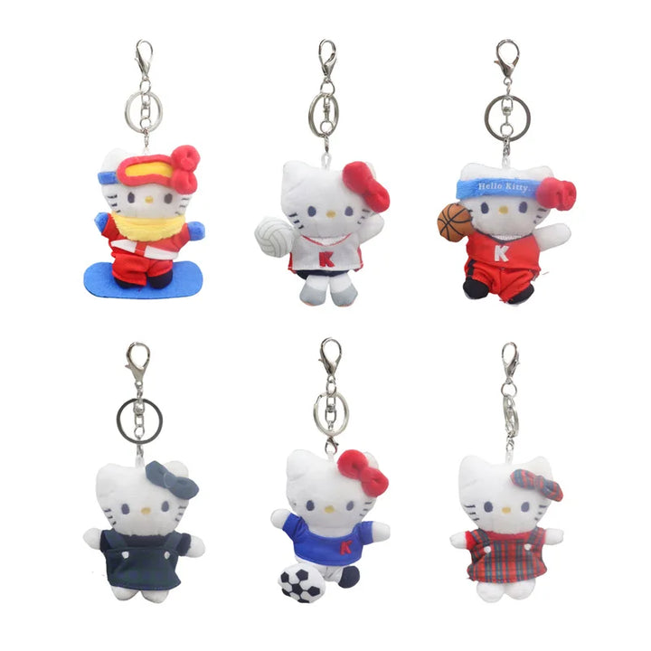 Kawaii Sanrio Hello Kitty Plush Toys Creative Keychain Football Ski Volleyball Backpack Pendant Decoration Couple Festival Gift