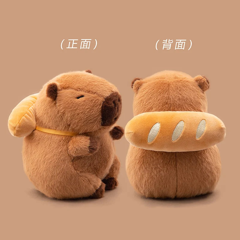 22cm 32cm Amusing Food Capybara Plush Toys Stuffed Capibara With Mini Bagel Crossiant Baguette Chip Bread Soft Doll Perfect Gift