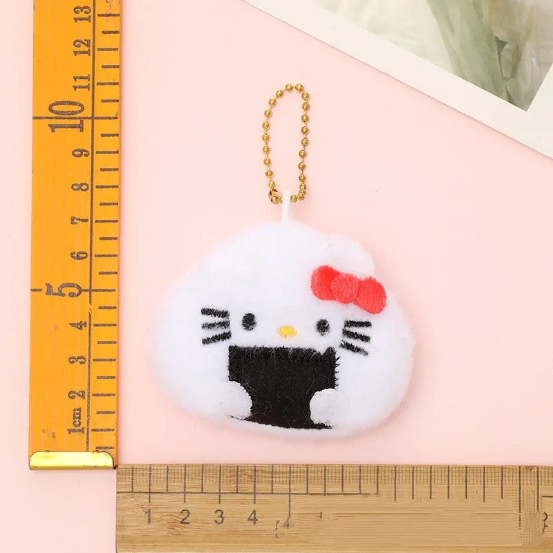 Kawaii Sanrio Hello Kitty Laver Rice and Vegetable Roll Plush Toys Backpack Pendant Cartoon Key Chain Doll Girls Birthday Gift
