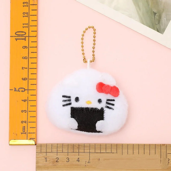 Kawaii Sanrio Hello Kitty Laver Rice and Vegetable Roll Plush Toys Backpack Pendant Cartoon Key Chain Doll Girls Birthday Gift