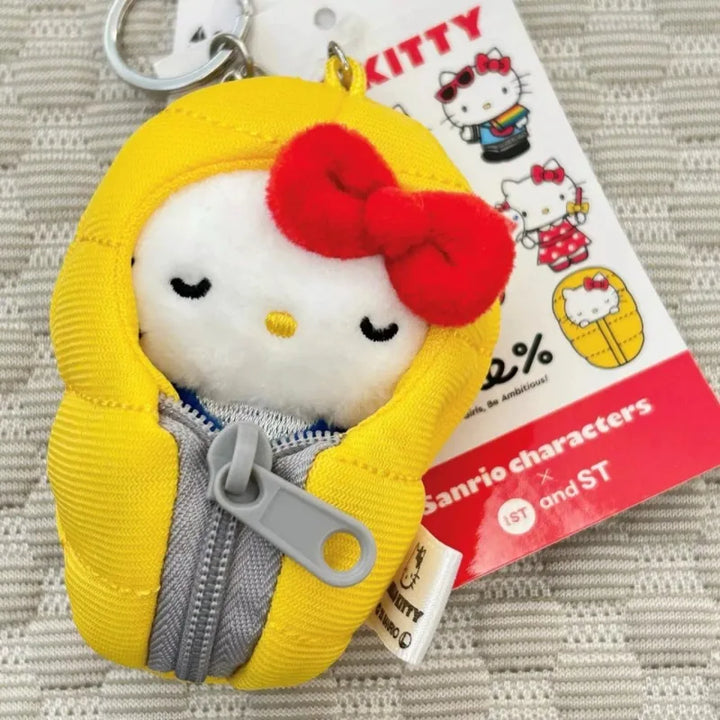 Sanrios Original Plush Doll Melody Keychain sleep baby series me Hallo Kitty Bag Pendant cute sleeping bag Kitty bag Accessories