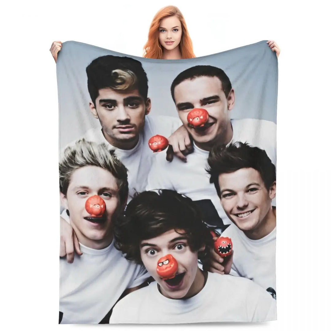 One-Direction Rock 1D Combinatio Blanket Velvet Spring Autumn Breathable Lightweight Throw Blanket for Bed Travel Bedspreads