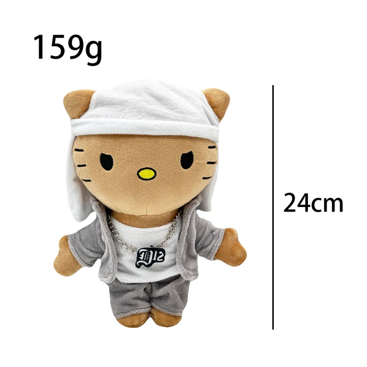 Selena Eminem Hello Kitty Plush Doll White Hat Figure Stuffed Toys Cute Cat Boys Girls Fans Collect Gift 24cm