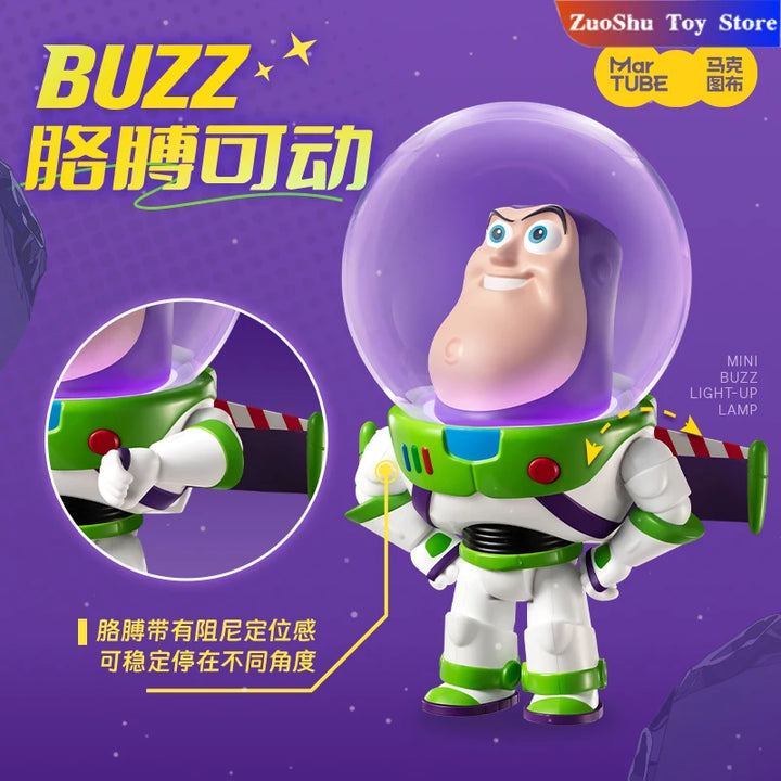 Martube Pixar Disney Toy Story Buzz Lightyear Decorations Hand-Made Animation Around Art Movable Toy Nightlight Collection Gifts