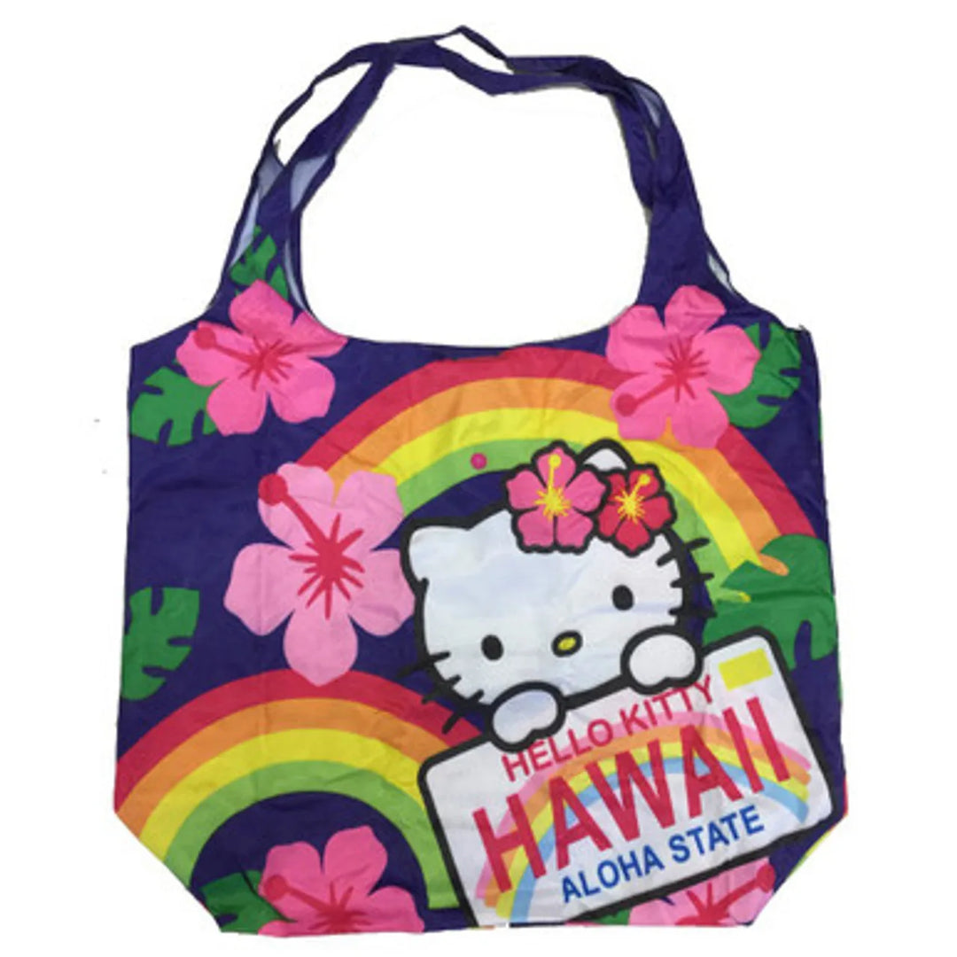 Sanrio Hellokitty Hawaiian Shopping Bag Cartoon Cute Storage Bag Collapsible Handbag Student Shoulder Bag Lunch Bag Shopping Bag