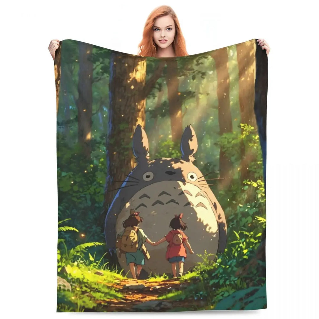 Cartoon Funny Cute T-Totoros Blanket Coral Fleece Plush  Soft Throw Blankets for Car Sofa Couch Bed Rug