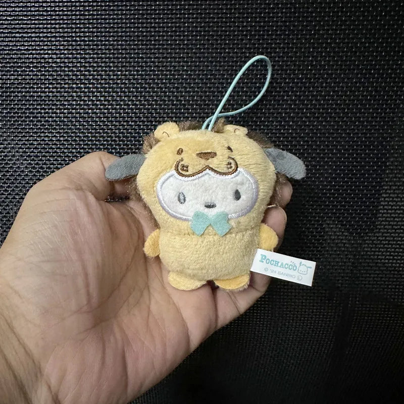 Sanrio Kuromi My Melody Plush Toys Kawaii Cartoon Hangydon Lion Sloth Cross Dressing Keychain Backpack Pendant Decoration Gift