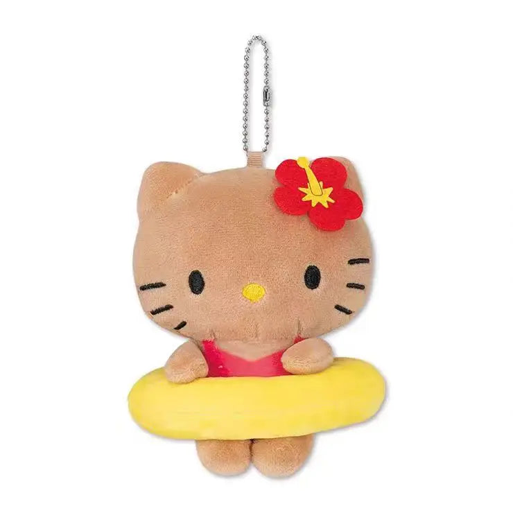 Kawaii Sanrio Hello Kitty Cartoon Creative Kt Mermaid Surfboard Plush Toys Backpack Pendant Accessories Keychain Birthday Gifts