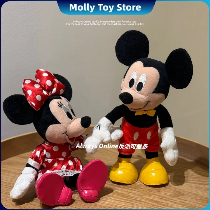 Disney Mickey Minnie Plush Doll Toy With Skeleton Stand And Sit Ornaments Joint Movable Plush Doll Room Home Decor Gifs