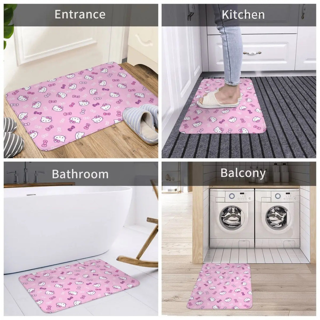 Hello Kitty Cartoon Memory Foam Bathroom Rugs Ultra Soft Non-Slip Carpet Bath Mat Water Absorbent for Shower Tub