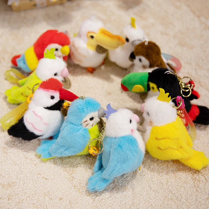 Toucan Key Ring Holder Stuffed Bird Parrot Bracelet Slap Band Plush Toys Pelican Sitting Soft Dolls Functional Gifts Bag Pendant